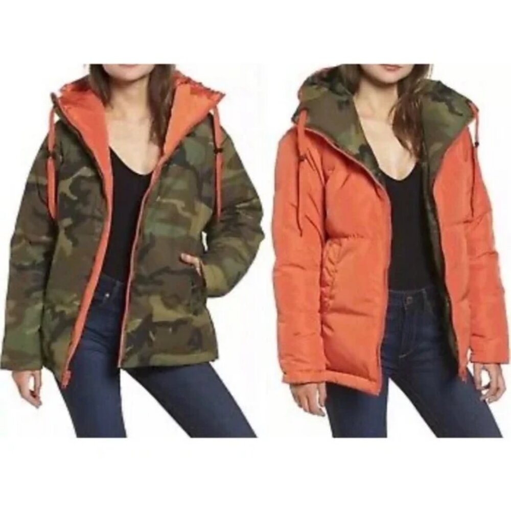 Kendall + Kylie Reversible Camouflage Down Jacket